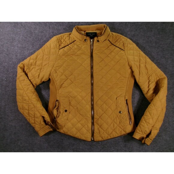 Love Tree Jackets & Blazers - Love Tree Jacket Womens L Quilted Zip Front Stand Collar Mustard Padded Casual